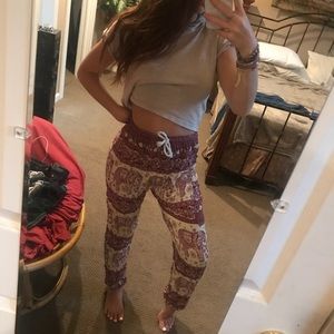 Red & white loose flowy pants